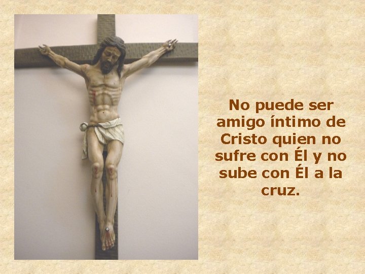 No puede ser amigo íntimo de Cristo quien no sufre con Él y no