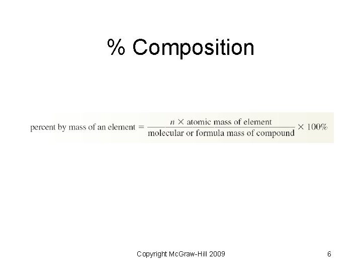 % Composition Copyright Mc. Graw-Hill 2009 6 
