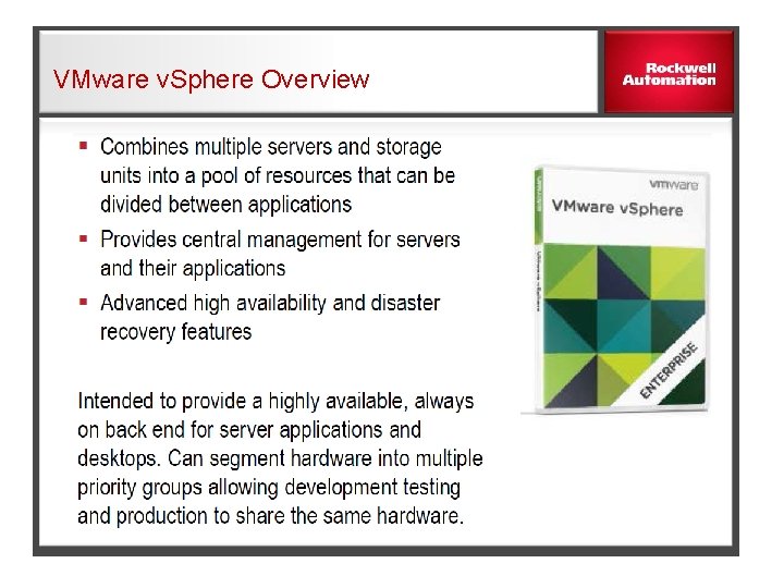 VMware v. Sphere Overview 