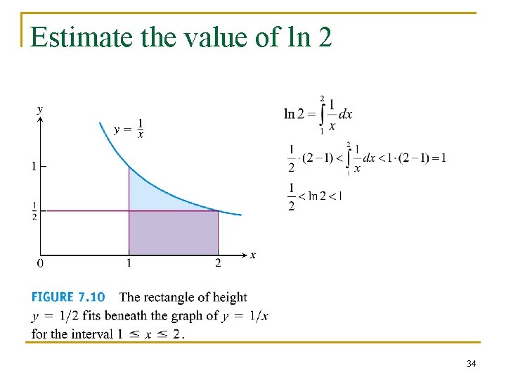 Estimate the value of ln 2 34 