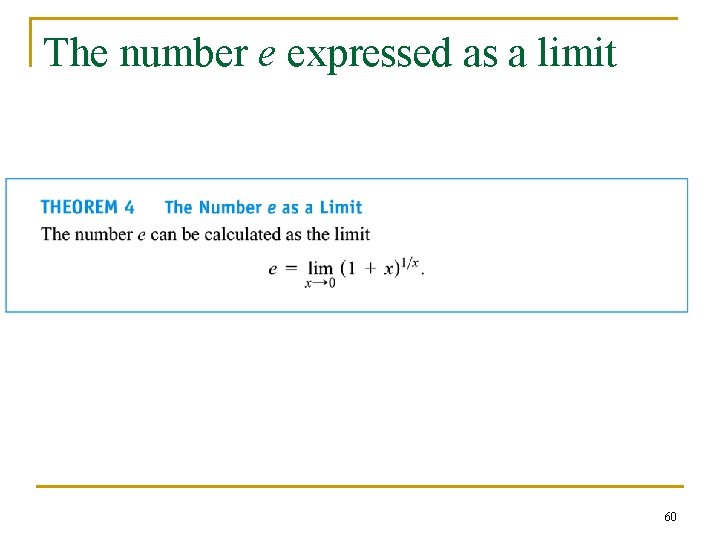 The number e expressed as a limit 60 