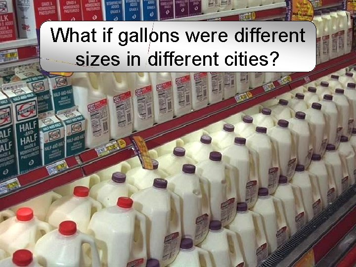 What if gallons were different sizes in different cities? What if gallons were different sizes in different cities?