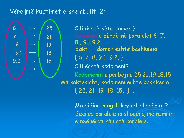 Vërejmë kuptimet e shembulit 2: 6 7 8 9. 1 9. 2 → →