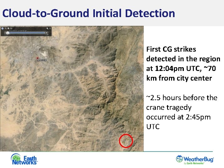 Cloud-to-Ground Initial Detection First CG strikes detected in the region at 12: 04 pm