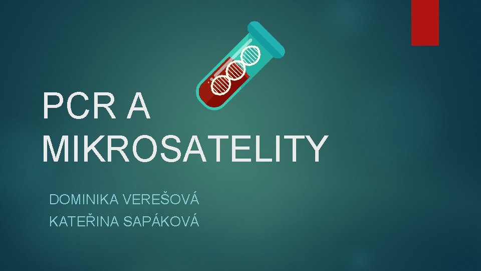 PCR A MIKROSATELITY DOMINIKA VEREŠOVÁ KATEŘINA SAPÁKOVÁ PCR A MIKROSATELITY DOMINIKA VEREŠOVÁ KATEŘINA SAPÁKOVÁ