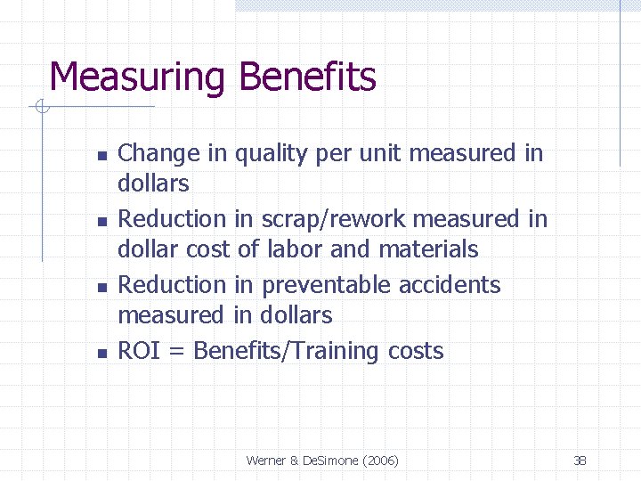 Measuring Benefits n n Change in quality per unit measured in dollars Reduction in