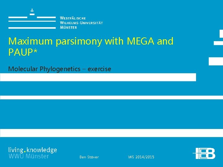 Maximum parsimony with MEGA and PAUP* Molecular Phylogenetics – exercise Ben Stöver WS 2014/2015