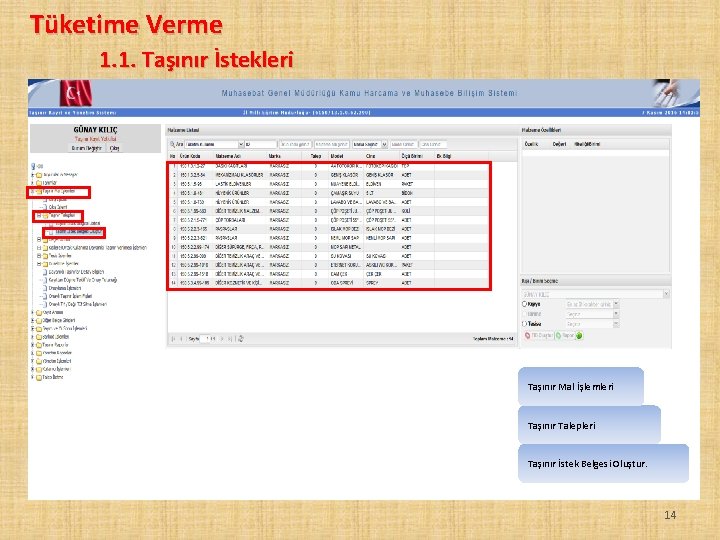 Tüketime Verme 1. 1. Taşınır İstekleri Taşınır Mal İşlemleri Taşınır Talepleri Taşınır İstek Belgesi