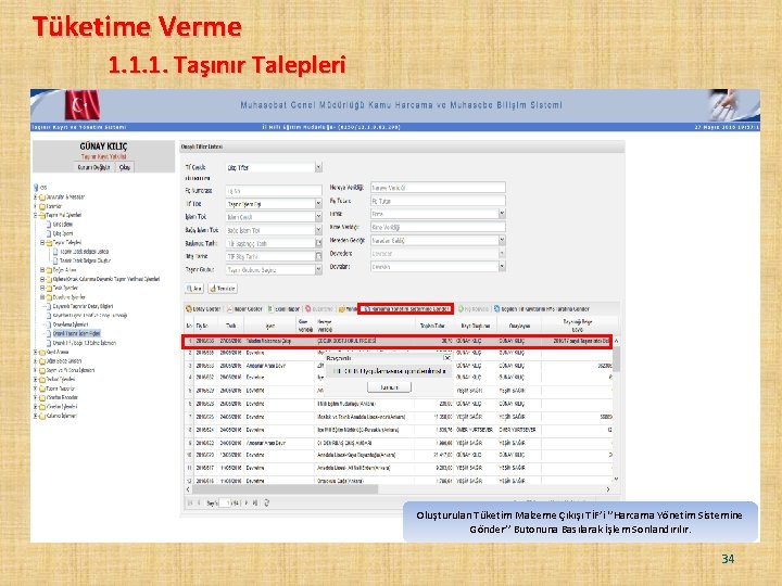 Tüketime Verme 1. 1. 1. Taşınır Talepleri Oluşturulan Tüketim Malzeme Çıkışı TİF’i ‘’Harcama Yönetim