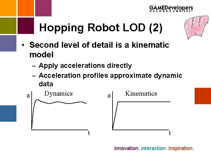 Hopping Robot LOD (2) • Second level of detail is a kinematic model –