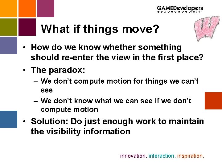 What if things move? • How do we know whether something should re-enter the