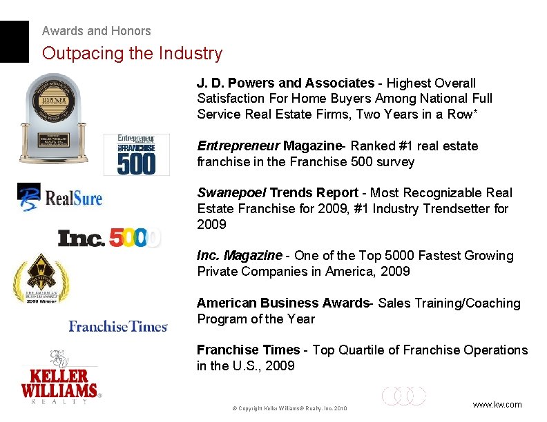 Awards and Honors Outpacing the Industry J. D. Powers and Associates - Highest Overall