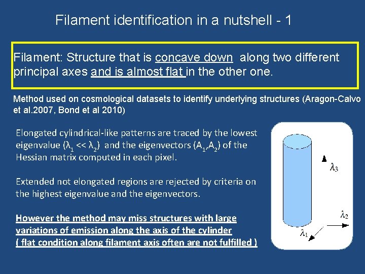 Filament identification in a nutshell - 1 Filament: Structure that is concave down along