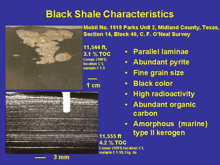 Black Shale Characteristics Mobil No. 1918 Parks Unit 2, Midland County, Texas, Section 14, Black Shale Characteristics Mobil No. 1918 Parks Unit 2, Midland County, Texas, Section 14,