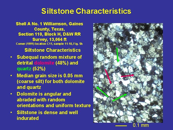 Siltstone Characteristics Shell A No. 1 Williamson, Gaines County, Texas, Section 110, Block H, Siltstone Characteristics Shell A No. 1 Williamson, Gaines County, Texas, Section 110, Block H,