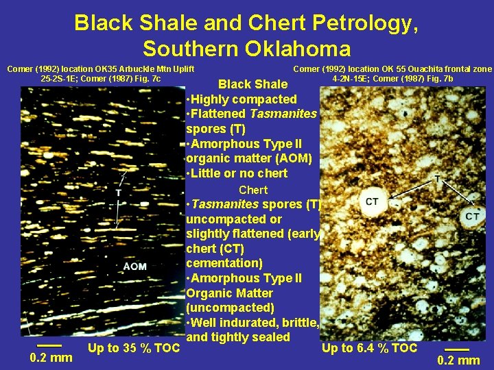 Black Shale and Chert Petrology, Southern Oklahoma Comer (1992) location OK 35 Arbuckle Mtn Black Shale and Chert Petrology, Southern Oklahoma Comer (1992) location OK 35 Arbuckle Mtn