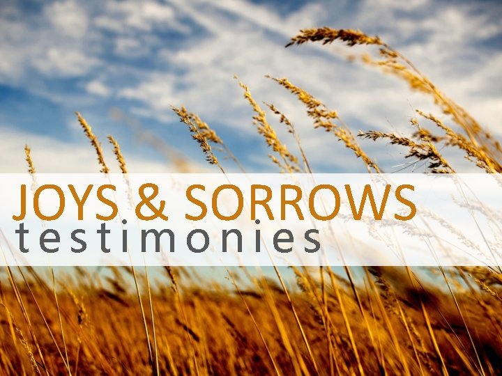 JOYS & SORROWS testimonies 