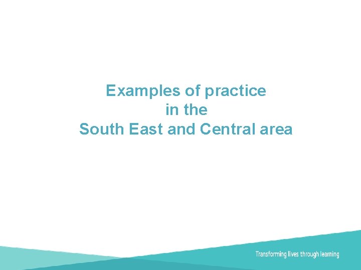 Examples of practice in the South East and Central area 
