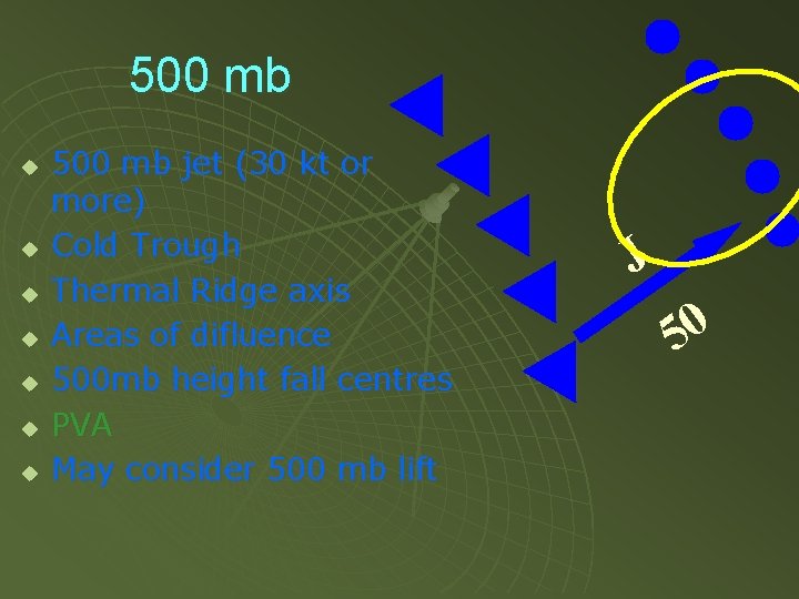 500 mb u u u u 500 mb jet (30 kt or more) Cold