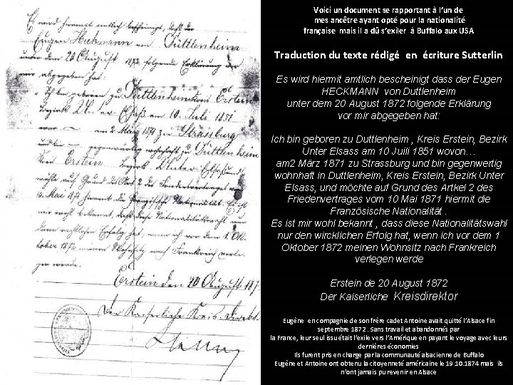 Voici un document se rapportant à l’un de mes ancêtre ayant opté pour la