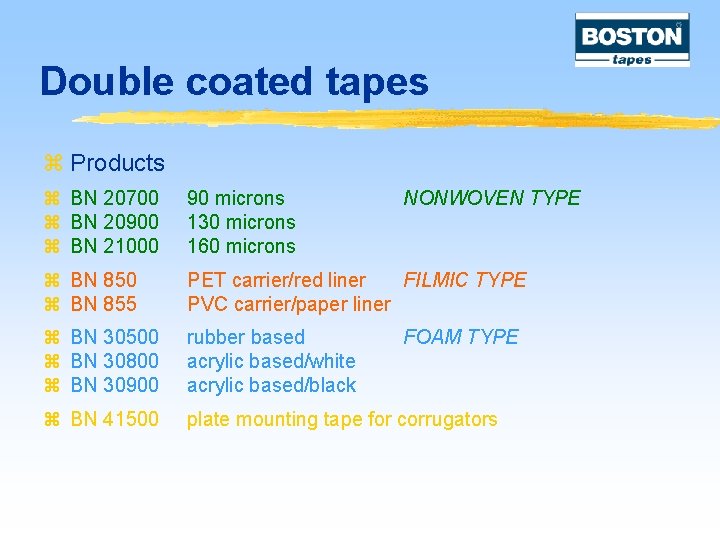 Double coated tapes z Products z BN 20700 z BN 20900 z BN 21000