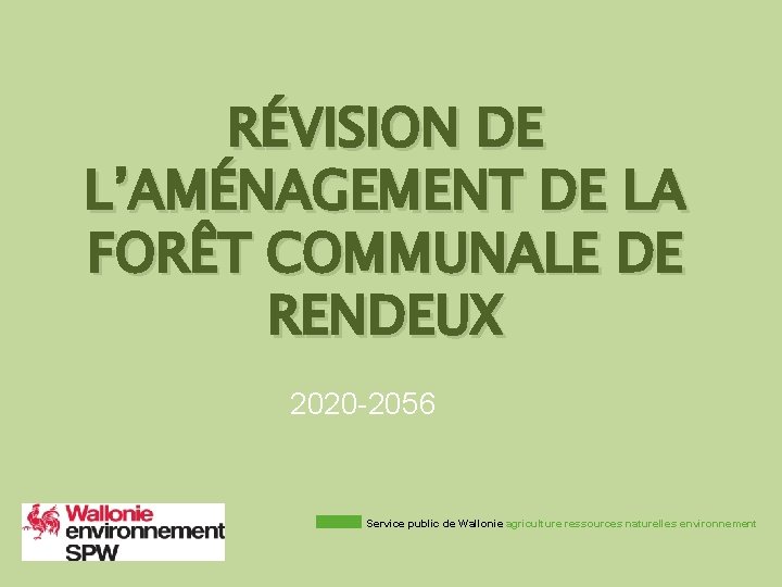 RÉVISION DE L’AMÉNAGEMENT DE LA FORÊT COMMUNALE DE RENDEUX 2020 -2056 Service public de