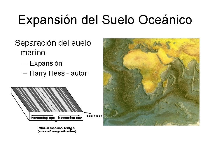 Expansión del Suelo Oceánico Separación del suelo marino – Expansión – Harry Hess -