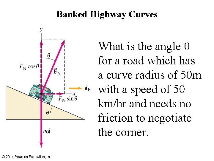 Banked Highway Curves What is the angle θ for a road which has a