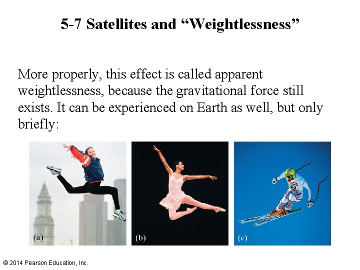 5 -7 Satellites and “Weightlessness” More properly, this effect is called apparent weightlessness, because