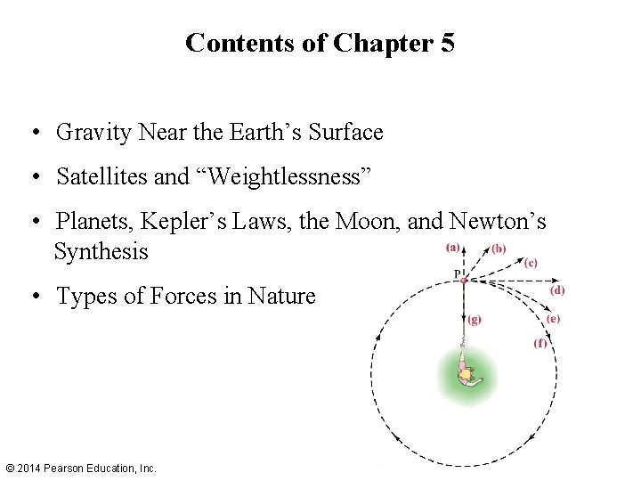 Contents of Chapter 5 • Gravity Near the Earth’s Surface • Satellites and “Weightlessness”