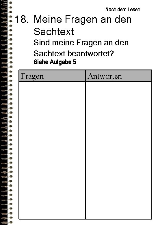 Nach dem Lesen 18. Meine Fragen an den Sachtext Sind meine Fragen an den Nach dem Lesen 18. Meine Fragen an den Sachtext Sind meine Fragen an den