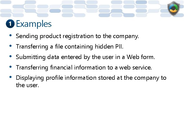 1 Examples • • • Sending product registration to the company. Transferring a file