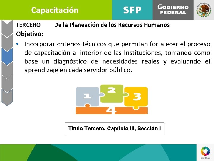 Capacitación TERCERO De la Planeación de los Recursos Humanos Objetivo: • Incorporar criterios técnicos