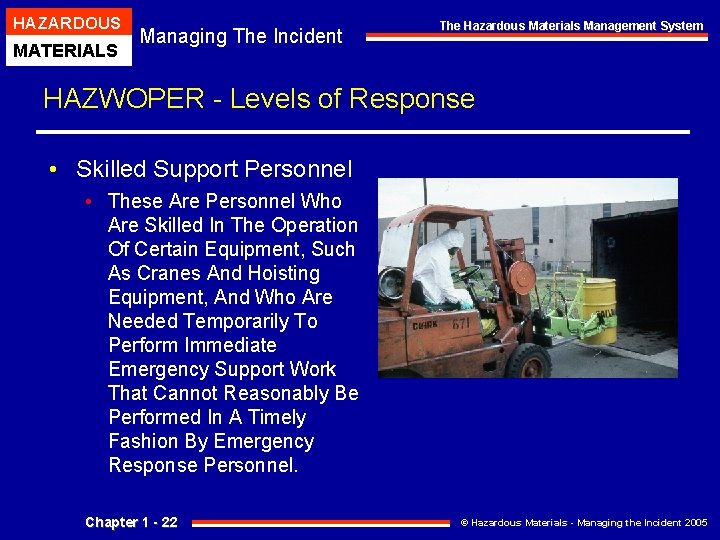 HAZARDOUS MATERIALS Managing The Incident The Hazardous Materials Management System HAZWOPER - Levels of HAZARDOUS MATERIALS Managing The Incident The Hazardous Materials Management System HAZWOPER - Levels of