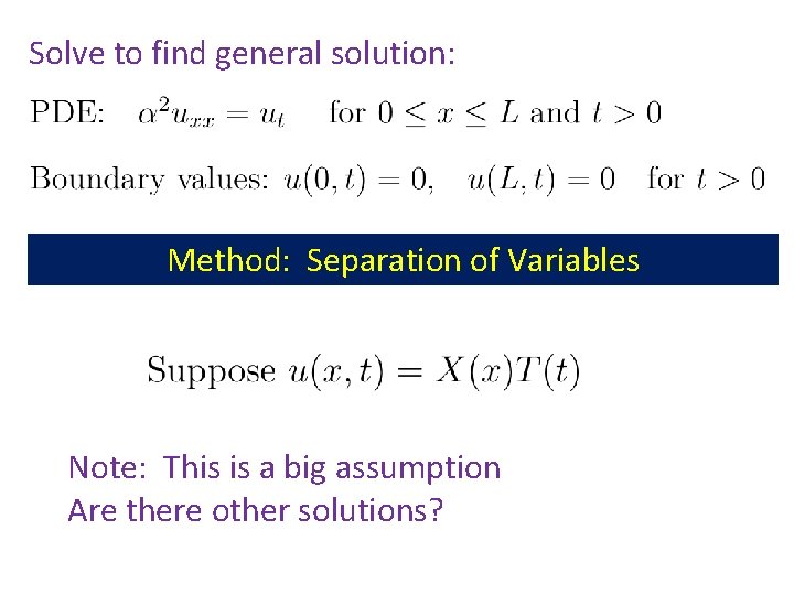 Solve to find general solution: Method: Separation of Variables Note: This is a big Solve to find general solution: Method: Separation of Variables Note: This is a big