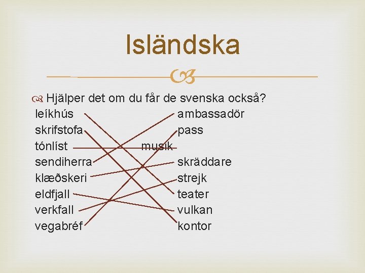 Isländska Hjälper det om du får de svenska också? leíkhús ambassadör skrifstofa pass tónlíst