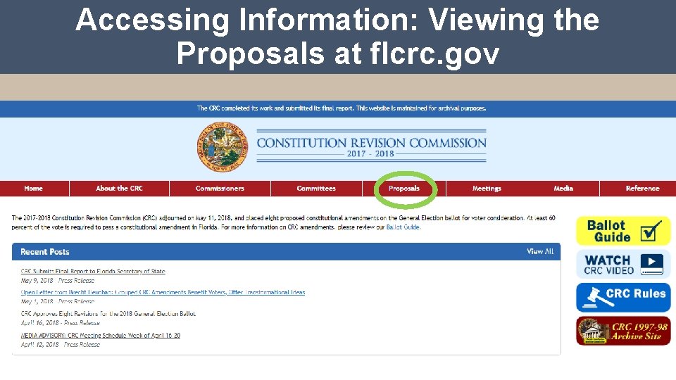Accessing Information: Viewing the Proposals at flcrc. gov 