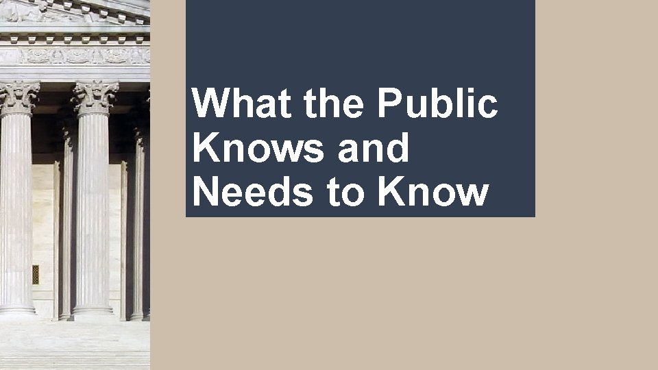 What the Public Knows and Needs to Know 