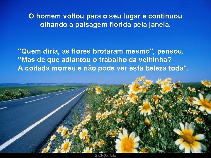 O homem voltou para o seu lugar e continuou olhando a paisagem florida pela O homem voltou para o seu lugar e continuou olhando a paisagem florida pela