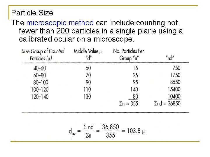 Particle Size The microscopic method can include counting not fewer than 200 particles in