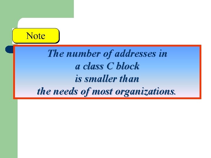 The number of addresses in a class C block is smaller than the needs