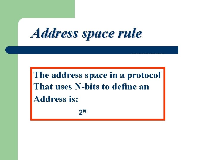 Address space rule …………. . addr 15 …………. . Theaddr 2 address space in