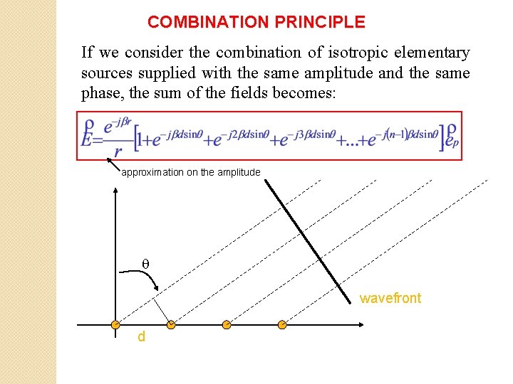 COMBINATION PRINCIPLE If we consider the combination of isotropic elementary sources supplied with the