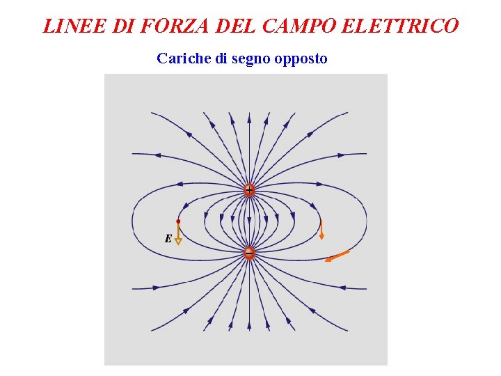 LINEE DI FORZA DEL CAMPO ELETTRICO Cariche di segno opposto 