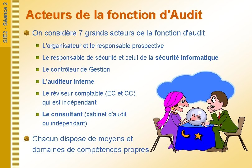  SIE 2 - Séance 2 Acteurs de la fonction d'Audit On considère 7