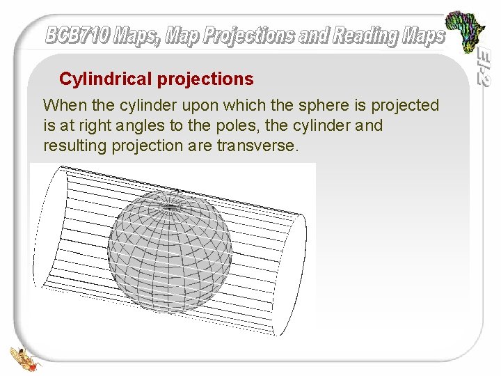 Cylindrical projections When the cylinder upon which the sphere is projected is at right