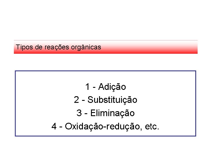 Tipos de reações orgânicas 