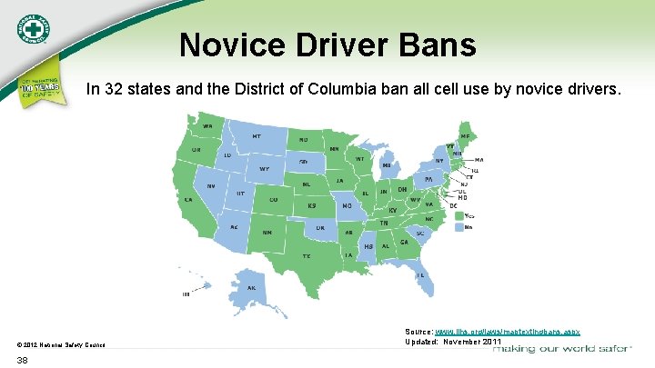Novice Driver Bans In 32 states and the District of Columbia ban all cell