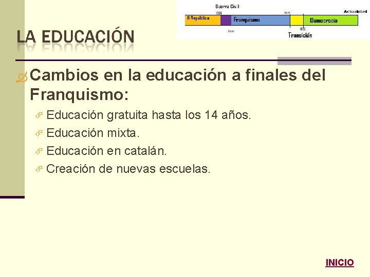  Cambios en la educación a finales del Franquismo: Educación gratuita hasta los 14