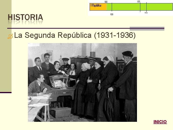  La Segunda República (1931 -1936) INICIO 